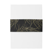 Zwarte en gouden tropische glam-lederen bruiloft uitnodigingen wikkel (Achterkant Voorbeeld)