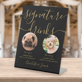 Zwarte En Gouden Trouw Huisdier Hond Signature Dra Reclamebord Met Voetstuk