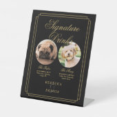 Zwarte En Gouden Trouw Huisdier Honden Signature D Reclamebord Met Voetstuk (Voorkant)