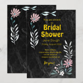 Zwarte En Gouden Trouwfeest Uitnodiging (Voorkant / Achterkant)