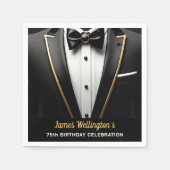 Zwarte en gouden Tuxedo verjaardagsfeest Servet (Voorkant)