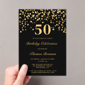 Zwarte en gouden Typografie 50ste verjaardag Acryl Uitnodigingen (Insitu (Draagbaar))