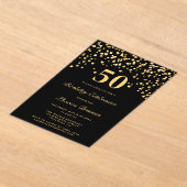 Zwarte en gouden Typografie 50ste verjaardag Acryl Uitnodigingen (Laagn)
