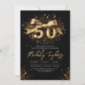 Zwarte en gouden Typografie 50ste verjaardag Kaart (Voorkant)