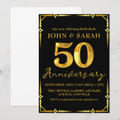 Zwarte en gouden uitnodigingen voor 50-jarig jubil (Voorkant / Achterkant)