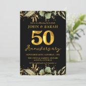 Zwarte en gouden uitnodigingen voor 50-jarig jubil (Staand voorkant)