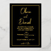 Zwarte en gouden uitnodigingskaarten folie uitnodiging (Voorkant)