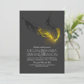 Zwarte en gouden veren Chic Elegant Fall Wedding Kaart (Staand voorkant)