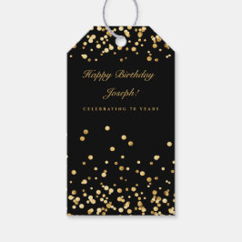 Zwarte en gouden verjaardag cadeaulabel