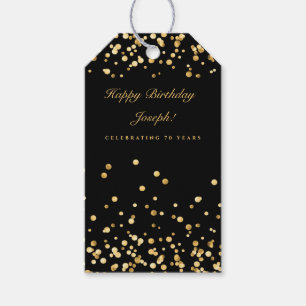 Zwarte en gouden verjaardag cadeaulabel