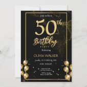 Zwarte en gouden verjaardag kaart (Voorkant)