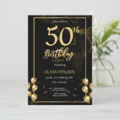 Zwarte en gouden verjaardag kaart (Staand voorkant)