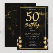 Zwarte en gouden verjaardag kaart (Voorkant / Achterkant)