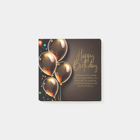 Zwarte en gouden verjaardag post-it® notes (Voorkant)