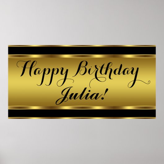 Zwarte en gouden verjaardag poster (Voorkant)