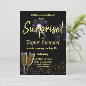 Zwarte en gouden verrassingswijnglas  kaart (Staand voorkant)