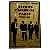 Zwarte en gouden vrijgezellenfeest medium cadeauzakje (Voorkant)