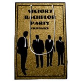 Zwarte en gouden vrijgezellenfeest medium cadeauzakje (Achterkant)