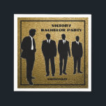 Zwarte en gouden vrijgezellenfeest servet<br><div class="desc">*Aanpassen met uw tekst.</div>