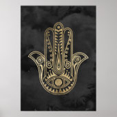 Zwarte en gouden waterverf hamsa hand van Fatima Poster (Voorkant)