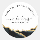 Zwarte en gouden Waterverf Ronde Sticker (Voorkant)