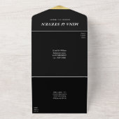 Zwarte en gouden wereldkaart trouwkaart all in one uitnodiging (Buitenkant)