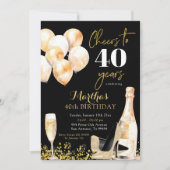 Zwarte en gouden wijn proost vrouw volwassene verj kaart (Voorkant)