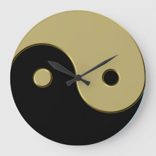zwarte en gouden yin yang grote klok