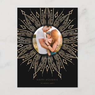 Zwarte en gouden zonsonderste lijst deco Kerstmis Briefkaart