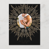 Zwarte en gouden zonsonderste lijst deco Kerstmis Briefkaart (Voorkant)