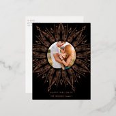 Zwarte en gouden zonsonderste lijst deco Kerstmis Folie Feestdagen Briefkaart (Voorkant / Achterkant)