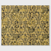 Zwarte en gouden zwarte bladkettingen van Acanthus Cadeaupapier (Vlak)