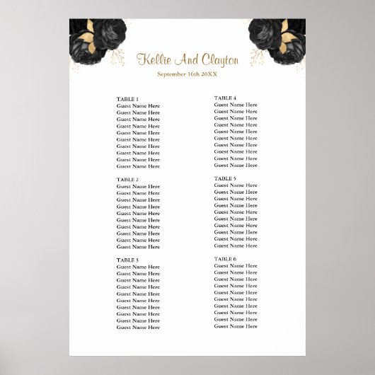 Zwarte en gouden zwevende stemkaart poster (Voorkant)