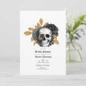 Zwarte en goudflesvormige schedel Gothic Vrijgezel Kaart (Staand voorkant)