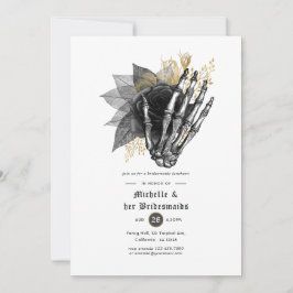 Zwarte en goudfloral gothic Bridesmaids Luncheon Kaart