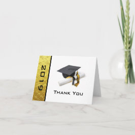 Zwarte en goudgele geelklep en tassel bedankkaart