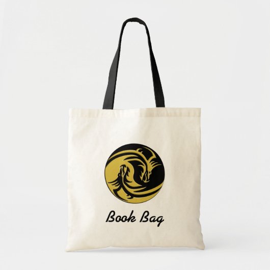 Zwarte en goudgelige jangzak tote bag (Voorkant)