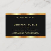 Zwarte en goudglamoureuze moderne monogram Sjabloo Visitekaartje (Achterkant)