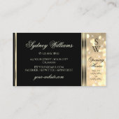 Zwarte en goudglitter Sparkle Stars met monogram Visitekaartje (Achterkant)