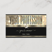 Zwarte en goudglitter-sparkle-sterren met diamante visitekaartje (Voorkant)