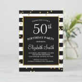 Zwarte en goudhoudende uitnodiging tot Confetti (Staand voorkant)