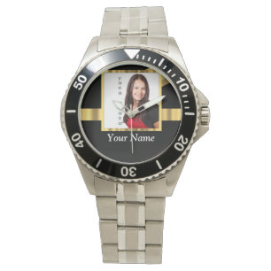 Zwarte en goudinstagram-sjabloon horloge