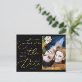 Zwarte en goudkalligrafie Foto Opslaan Datum Briefkaart (Staand voorkant)