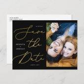 Zwarte en goudkalligrafie Foto Opslaan Datum Briefkaart (Voorkant / Achterkant)