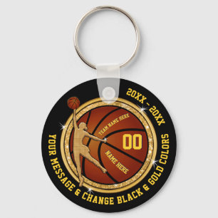 Zwarte en goudkap Basketball Gifts for Girls Sleutelhanger