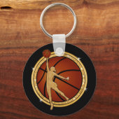 Zwarte en goudkap Basketball Gifts for Girls Sleutelhanger (Achterkant)