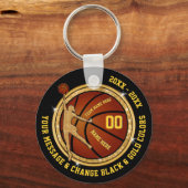 Zwarte en goudkap Basketball Gifts for Girls Sleutelhanger (Voorkant)