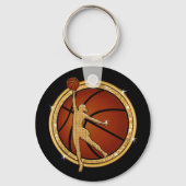 Zwarte en goudkap Basketball Gifts for Girls Sleutelhanger (Achterkant)