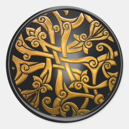 Zwarte en goudKeltische Damask Envelope Seal Ronde Sticker