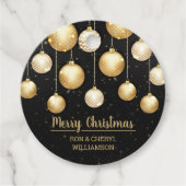 Zwarte en goudkerstsieraden bedankjes labels (Voorkant)